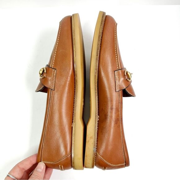 Gucci Tan Leather Horsebit Driving Loafers - Picture 8 of 12